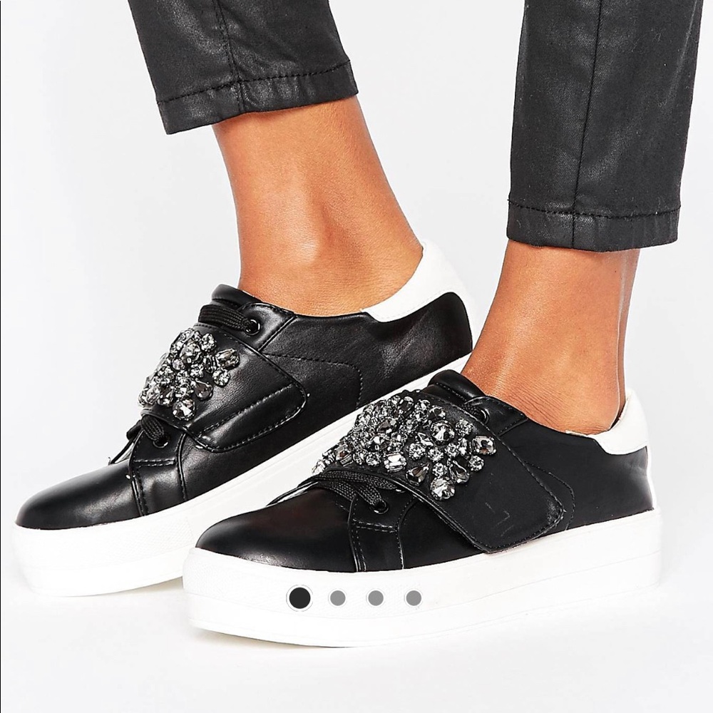 ASOS EMBELLISHED BLACK SNEAKERS SIZE 38